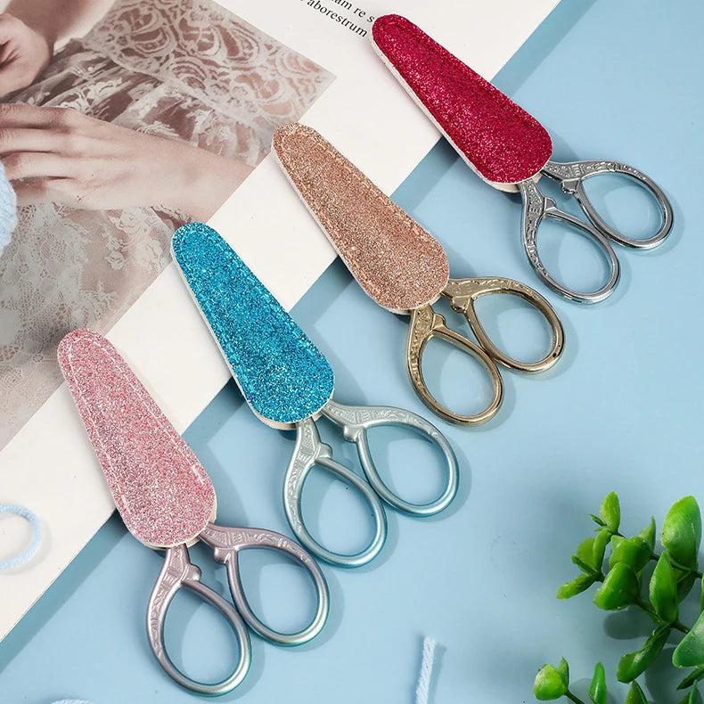 Embroidery Scissors Set with Leather Sheaths for Sewing Crafting, Art Work, Threading, Needlework DIY Tools Dressmaker