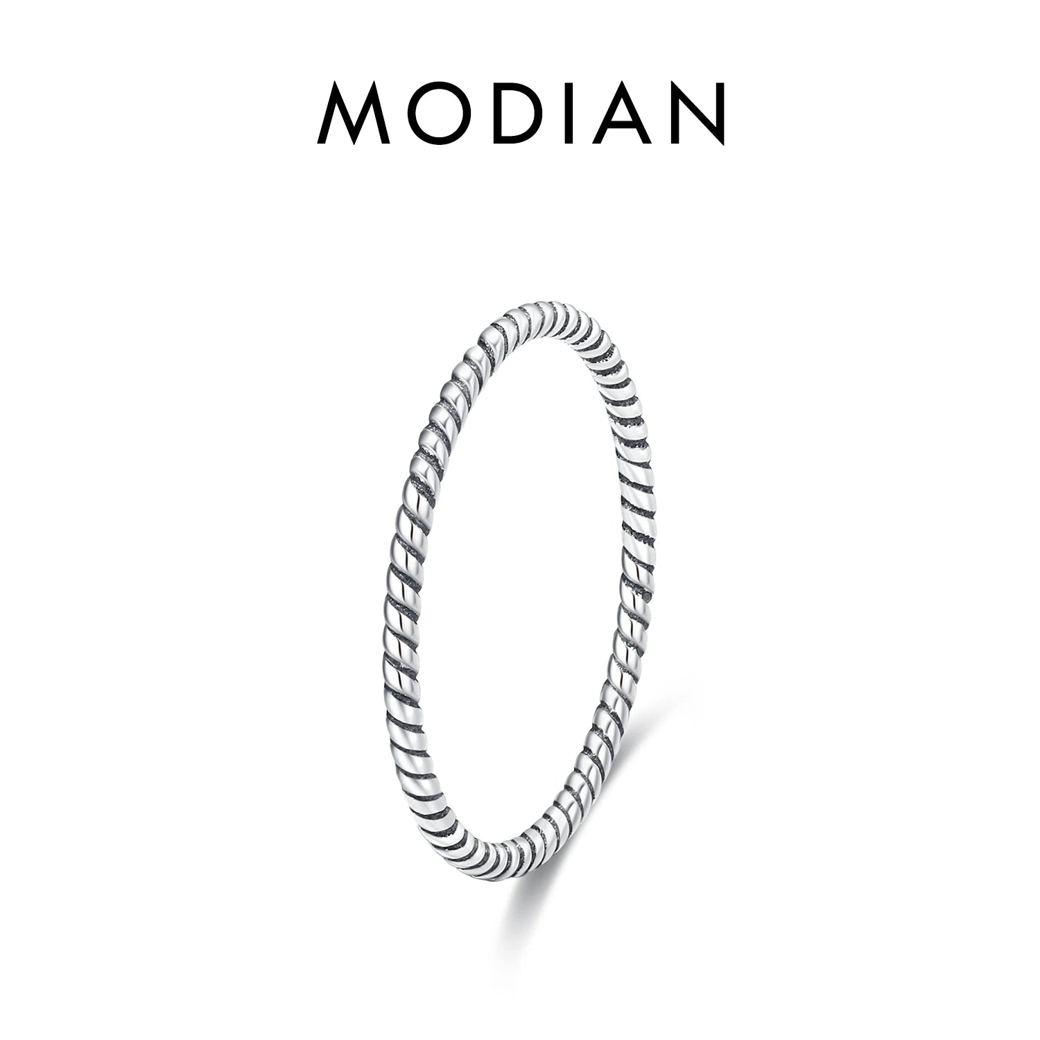 MODIAN 925 Sterling Silver Simple Fashion Stackable Ring Classic Wave Geometric Exquisite Finger Rings For Women Party Jewelr
