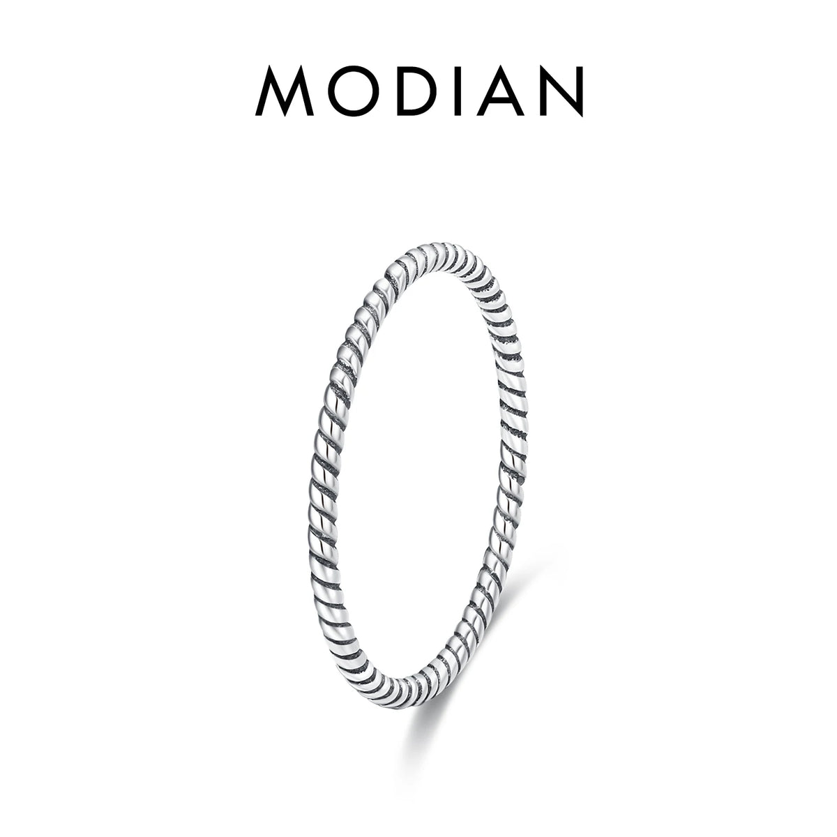 MODIAN 925 Sterling Silver Simple Fashion Stackable Ring Classic Wave Geometric Exquisite Finger Rings For Women Party Jewelr