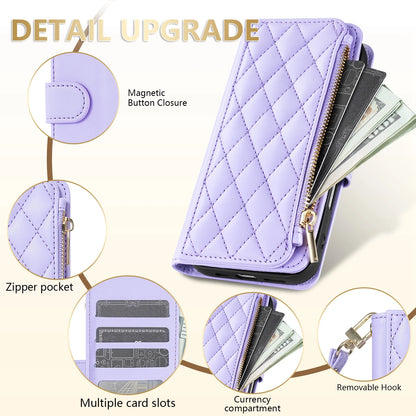 Wallet Small Fragrance Zipper Cardslot Magnetic Flip Leather Case For Samsung Galaxy A07 A15 A16 A17 A34 A35 A36 A53 A54 A55 