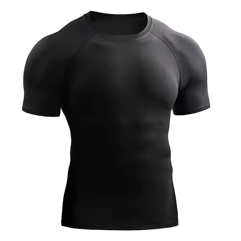 2026 Compression T Shirt Men Summer Sportswear Running T-shirt Elastic Quick Dry Sport Tops Tee Athletic Gym Workout Shirts M