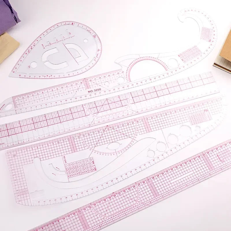 6-Piece French Curve Ruler Set - Flexible Tailoring Templates for Dressmaking, Pattern Drafting & DIY Sewing Projects