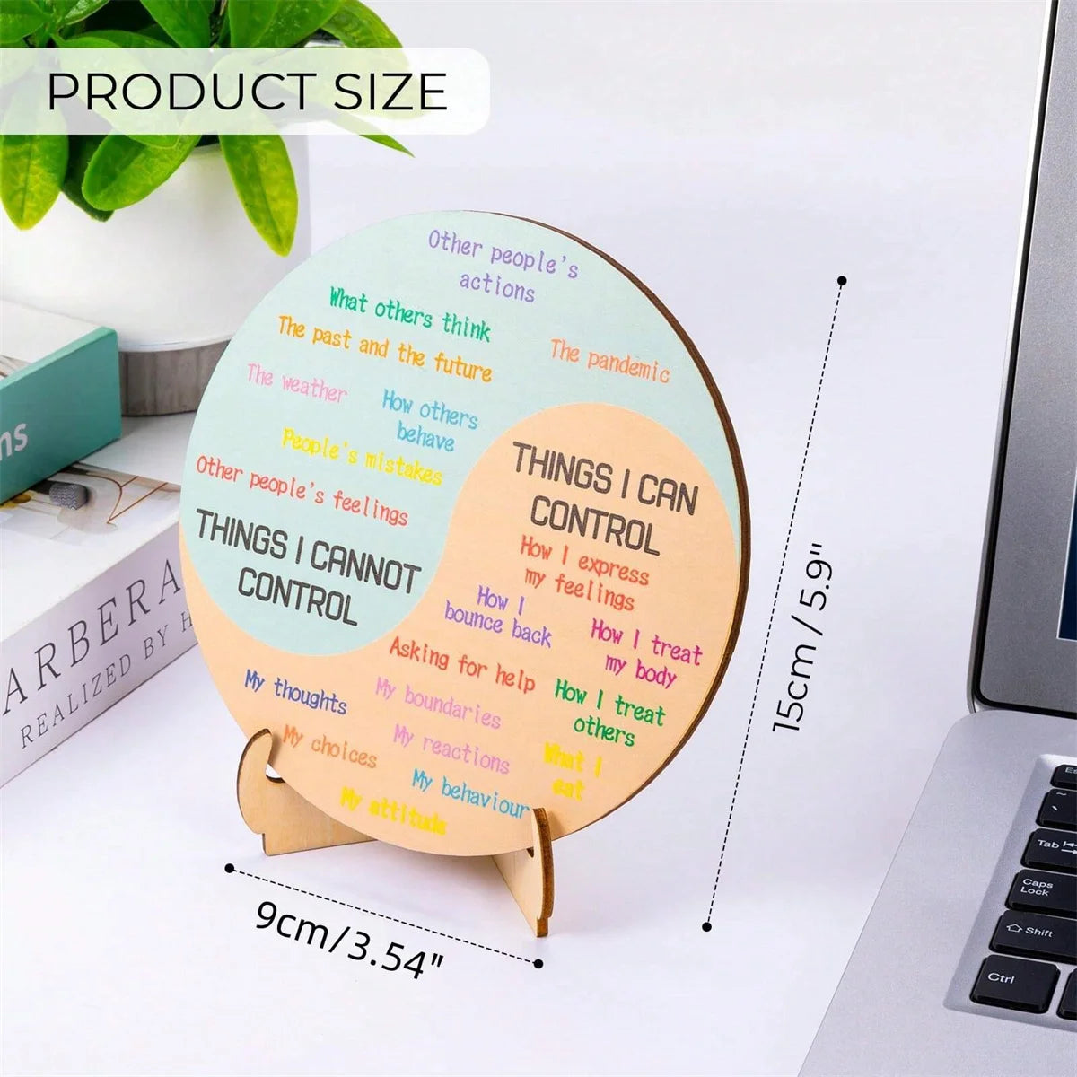 Feelings Wheel Therapy Office Desk Decor - Double Sided Mental Health Office Emotions Chart with Stand, Therapist Gifts for H