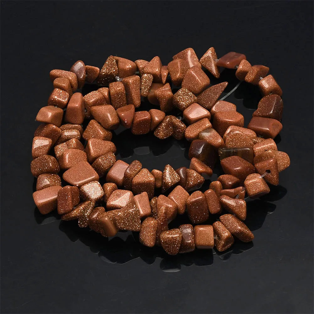 16 inch Natural Stone Beads Chips Beads 5-8mm Irregular Crystal Agate Gravel Beads Diy Bracelet For Jewelly HK058 - Gold Sand
