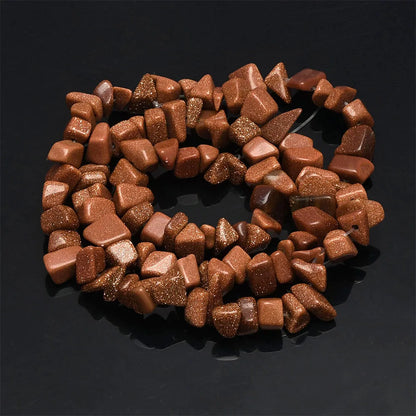 16 inch Natural Stone Beads Chips Beads 5-8mm Irregular Crystal Agate Gravel Beads Diy Bracelet For Jewelly HK058 - Gold Sand