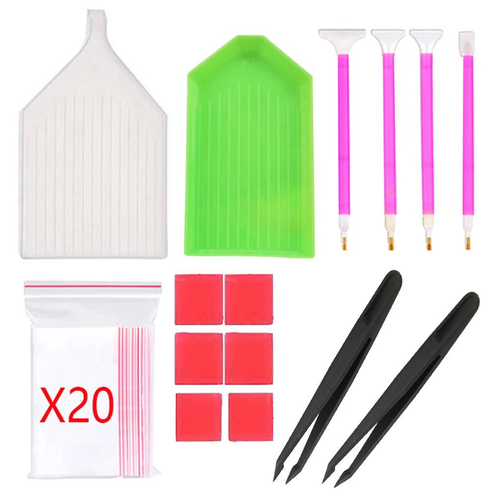 Diamond Painting Tools with Diamond Embroidery Box and Multiple Sizes Painting Pens for Adults to Make Art Craft - 34pcs