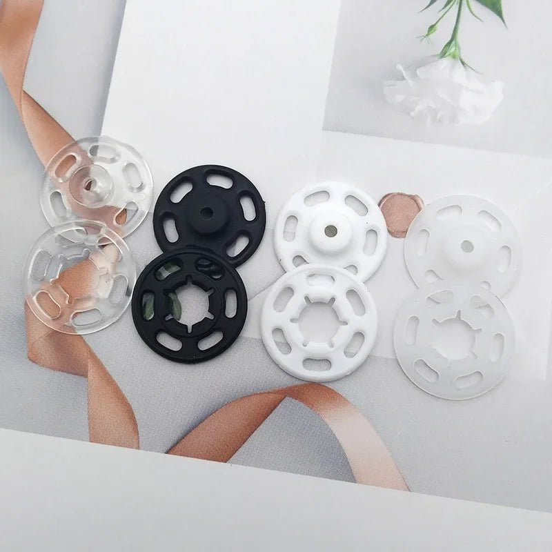 50set Plastic Sew-on Press Buttons Round Clear Invisible Snap Fasteners Buttons for Sewing Baby Clothing DIY Crafts Handmade