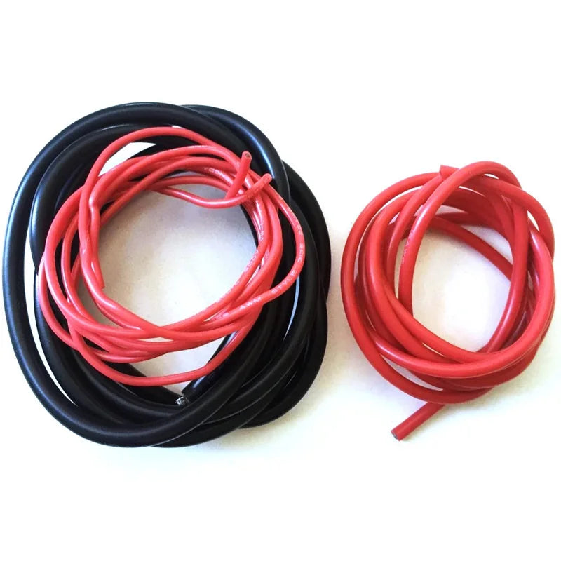 2 Meter Silicon Wire 8 10 12 14 16 18 20 22AWG Heatproof Soft Silicone Silica Gel Wire Cable (1Meter Red+1Meter Black) )