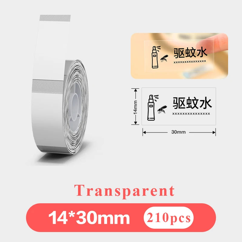 1Roll P12 P15 Thermal Label Sticker 12mm*40mm Tape Compatible Phomemo D30 Q30 Marklife P11 P50 L12 DELI Q2 Labeller - Transpa