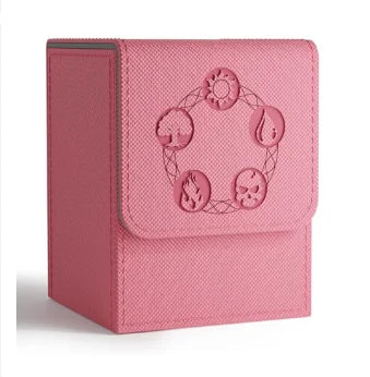Card Deck Box, Copyrighted Design，Fits 100+ Single Sleeved Cards, Magnetic Closure PU Leather Card Box for TCG Cards - PINK