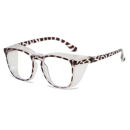 1pc Anti Pollen Safety Glasses Square Anti Fog Blue Light Blocking Glasses with Side Shields for School Daily Life - Leopard 