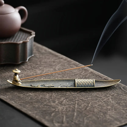 Creative Incense Holder Aromatherapy Ornament Incense Holder Boat Old Men Fishing Japanese Style Incense Stick Burner Home De