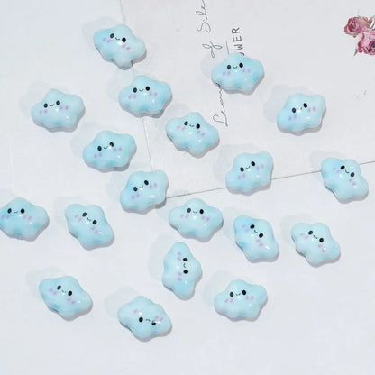 10pcs Colorful Chubby Smiling Cloud White Ceramic Beads DIY for Jewelry Making Bracelets Accessory Bead