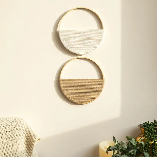 2 Pcs Macrame Wall Hanging Woven Boho Wall Decor Art Chic Bohemian Home Decorations Apartment Bedroom Living Room Dorm Nurser