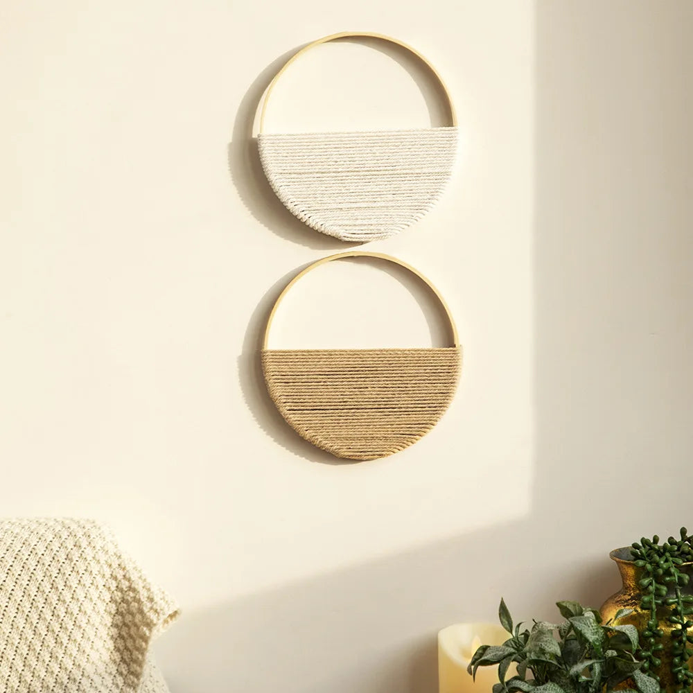 2 Pcs Macrame Wall Hanging Woven Boho Wall Decor Art Chic Bohemian Home Decorations Apartment Bedroom Living Room Dorm Nurser
