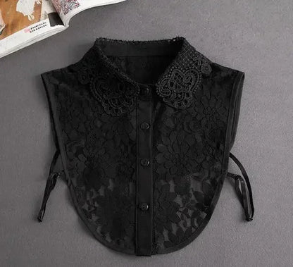 Fashion 2025 Front Tie White Fake Collar for Women Stand Detachable Collar Fake Girls Vintage Lace Ladies False Blouse Collar