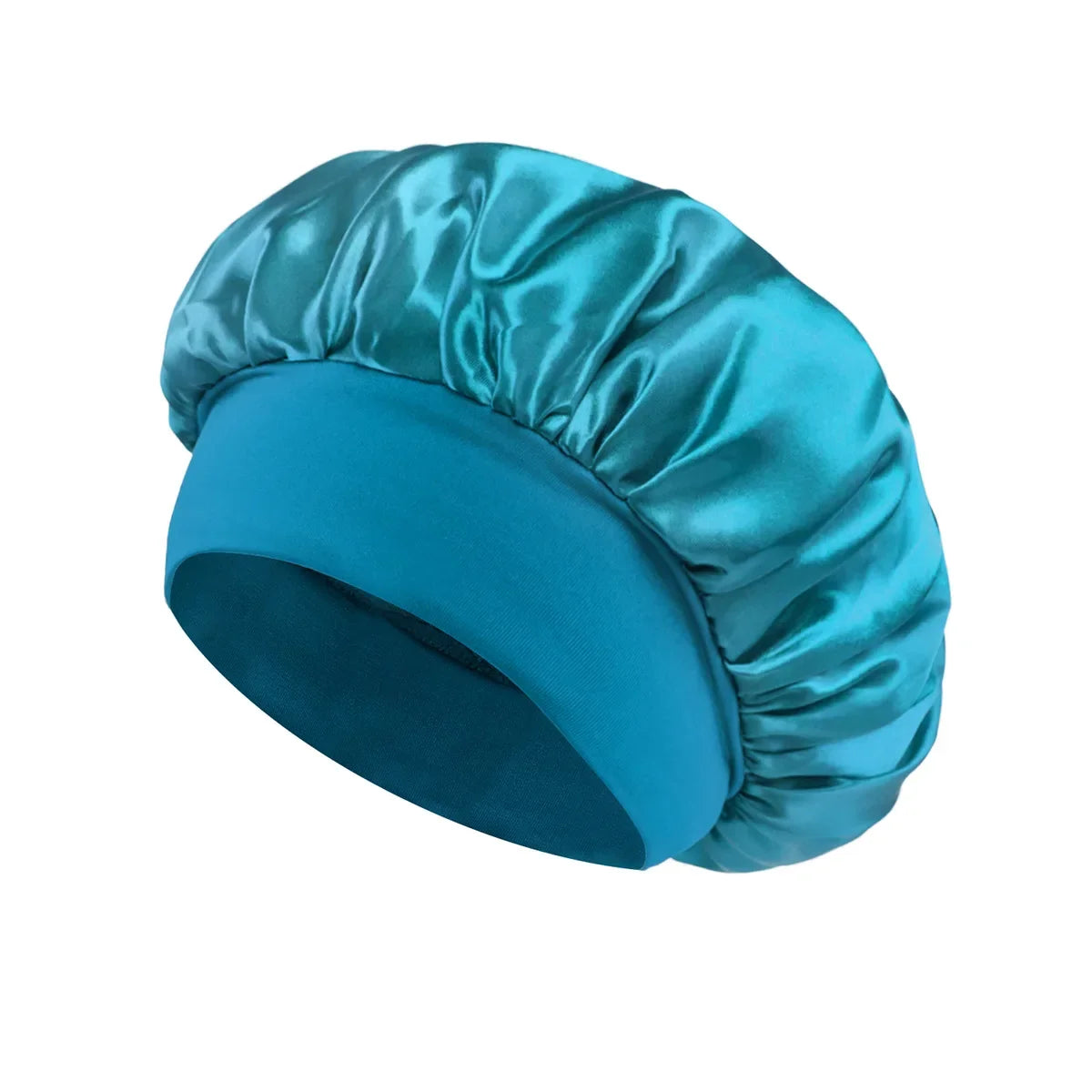 Women Satin Bonnet Hair Bonnet for Sleeping Hair Care Silk Bonnets Solid Wide-brimmed Sleeping Hat with Elastic Soft Band - l
