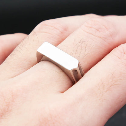 Fashion 316L Stainless Steel Simple Rings For Men Women Punk Hip Hop Square Band Flat Top Signet Ring Charm Party Jewelry Gif