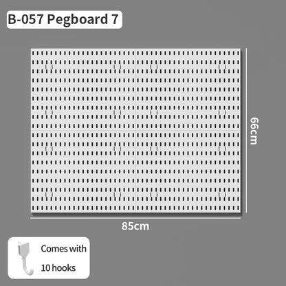 Home Office Pegboard Wall Storage Panel, PP Plastic Hole Board with Multi Hooks Shelf for Study Desk Stationery, Black White 