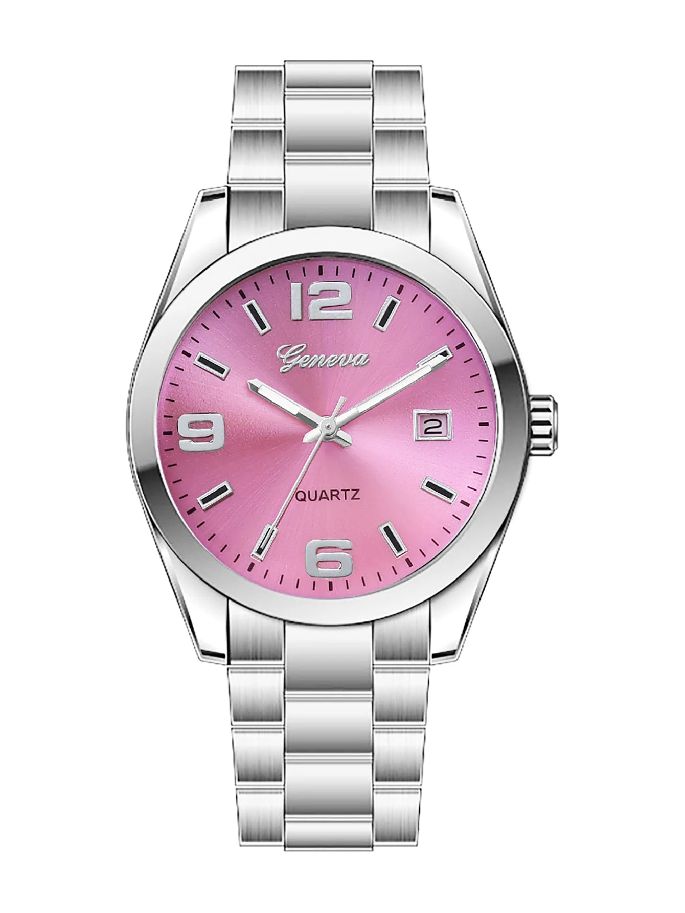 Ladies Quartz Watch Steel Band Design with Calendar Feature Daily Fashion Accessory Birthday Gift without Box - 1PCS watch-f