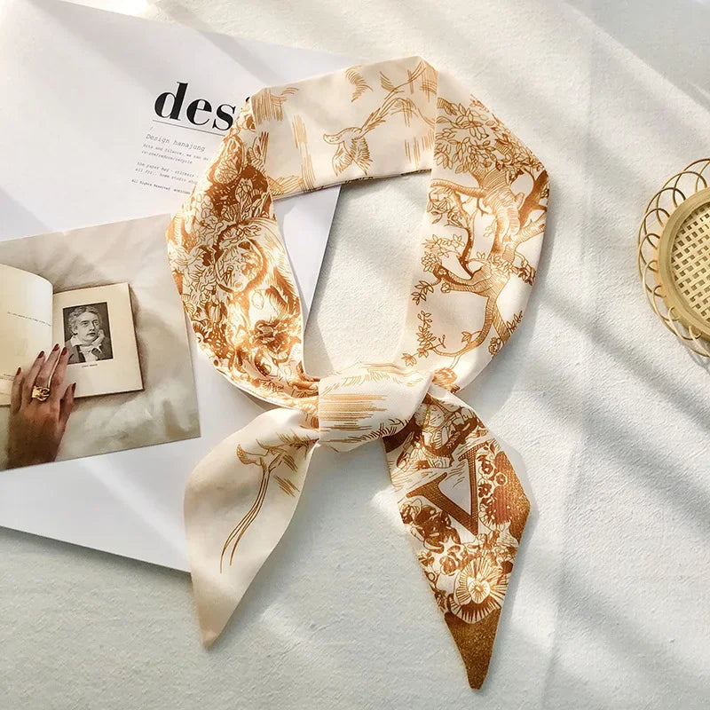 Super Beautiful Scarf 26 Letters Silk Scarf Headband Jungle Alphabet Print Bag Streamer Women Fashion Brand Design Silk Scarf