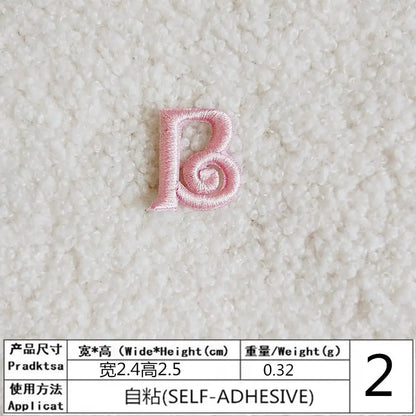 Pink Embroidered Small Letters Iron On Patch Applique Alphabet Patches For Kid Clothing Bags Sewing Name Badge Patch Accessor