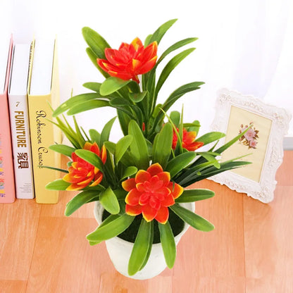 Artificial Flowers Plant Pot Simulate Fake Plastic Flowers Home Office Decor Gift Desktop Bonsai Wedding Party Balcony Orname