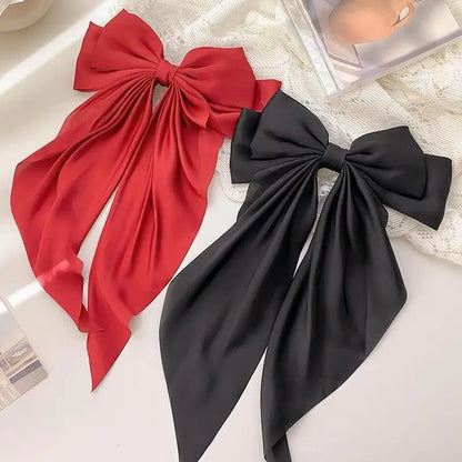 Bow Ribbon Hair Clip for Women Bowknot Barrettes Girls Solid Stain Spring Ponytail Clip Headband Hair Accessories Headwear Gi