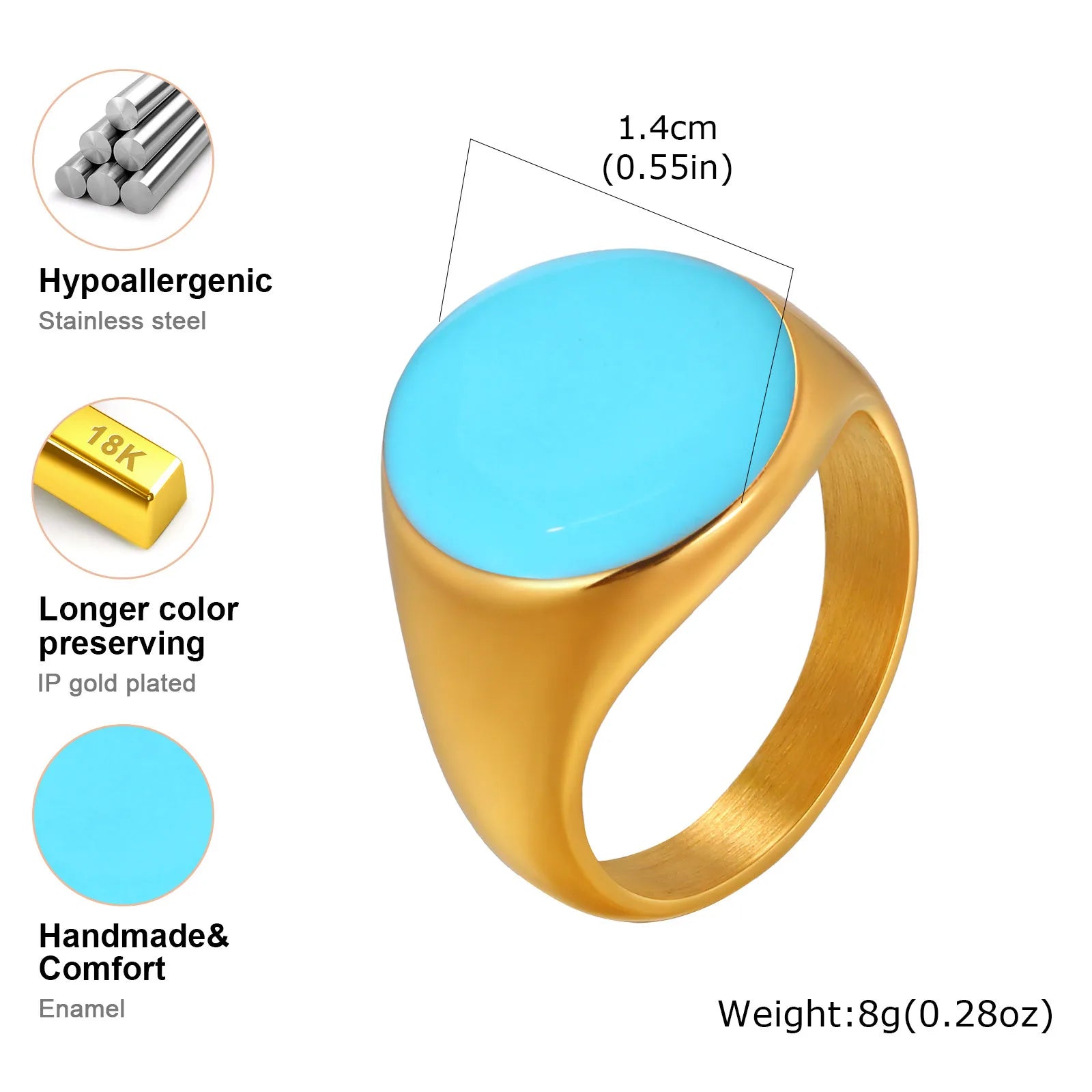 Chunky Open Twist Stackable Rings for Women, Blue Geometric Bold Enamel Crossover Statement Ring Band Waterproof - RC-947G07-
