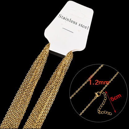 10pcs 45+5cm Gold Stainless Steel Link Cable Chain Necklace with Lobster Clasps for Men & Women Fashion Jewelry Gifts Making
