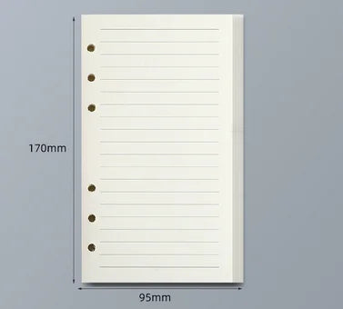 45 Sheets A5 A6 A7 Loose Leaf Notebook Refill Spiral Binder Inner Page Line Blank craft Grid Inside Paper Stationery - A6 lin