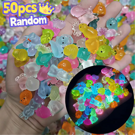 50pcs Surprise Blind Bags Glow In The Dark Mini Resin Animals Dollhouse Miniature Figures Ornament Fairy Garden Accessories