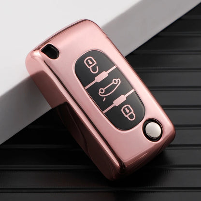 For Peugeot 107 207 307 308 407 607 206 4007 3008 5008 For Citroen C2 C3 C4 C5 C6 C8 2/3 Buttons TPU Car Remote Key Case Cove