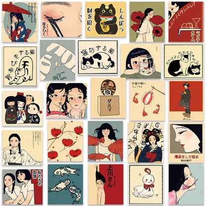50pcs Vintage Classic Japanese Anime Scrapbook Stickers DIY Diary Laptop Luggage Skateboard Graffiti Decal Classic Toys