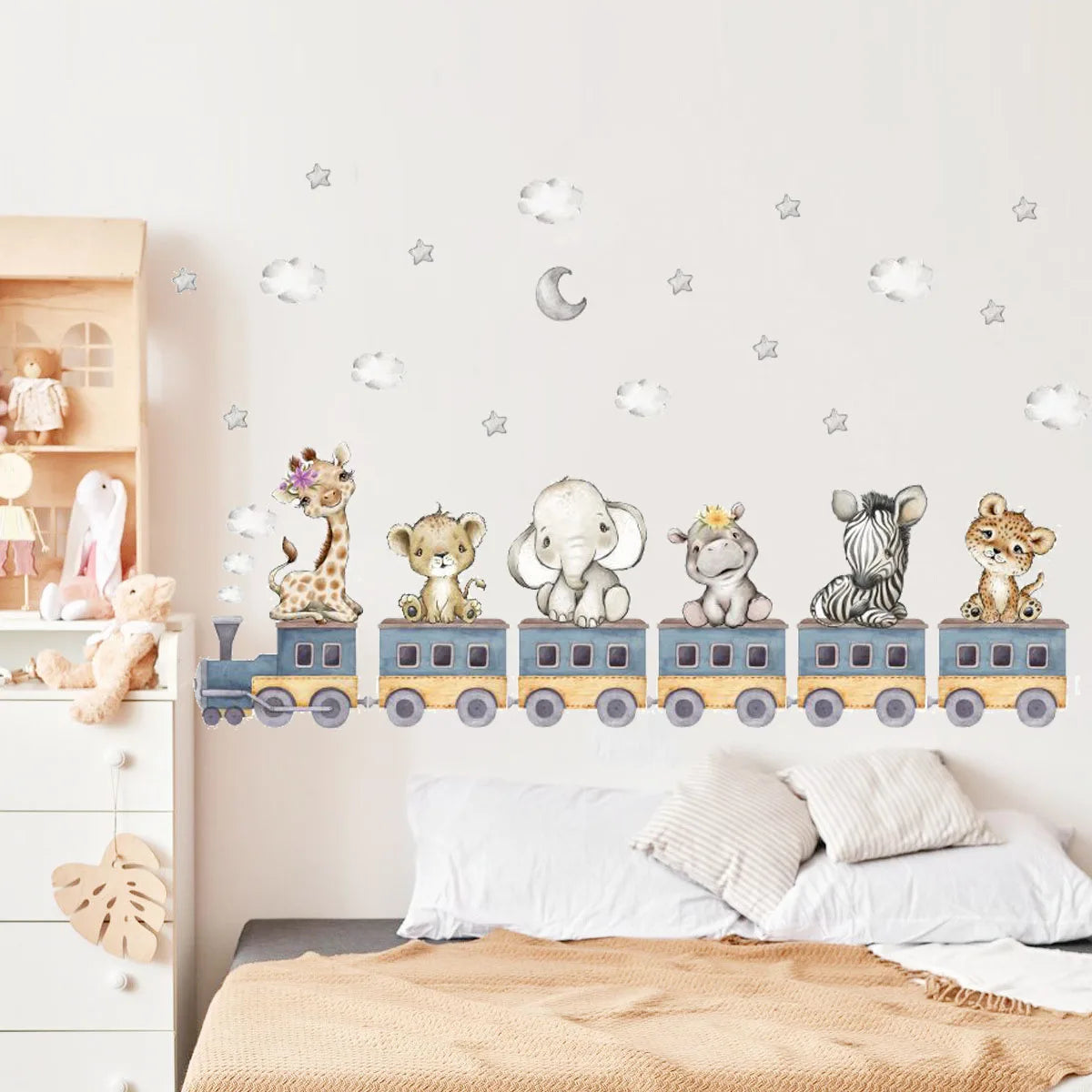 Cute Forest Animals Wall Stickers for Kids Rooms Children Boys Girls Baby Room Decoration Nursery Wallpaper Vinyl Elephant Li