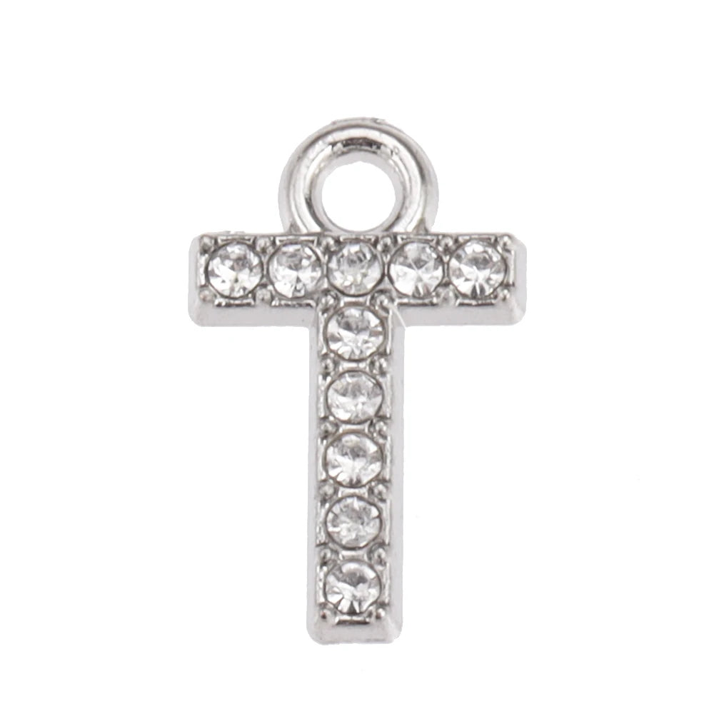10/26pcs Silver Color Alloy Crystal Mini Alphabet 26 Letter Charms Pendants for Women Necklace Earring Jewelry Accessories