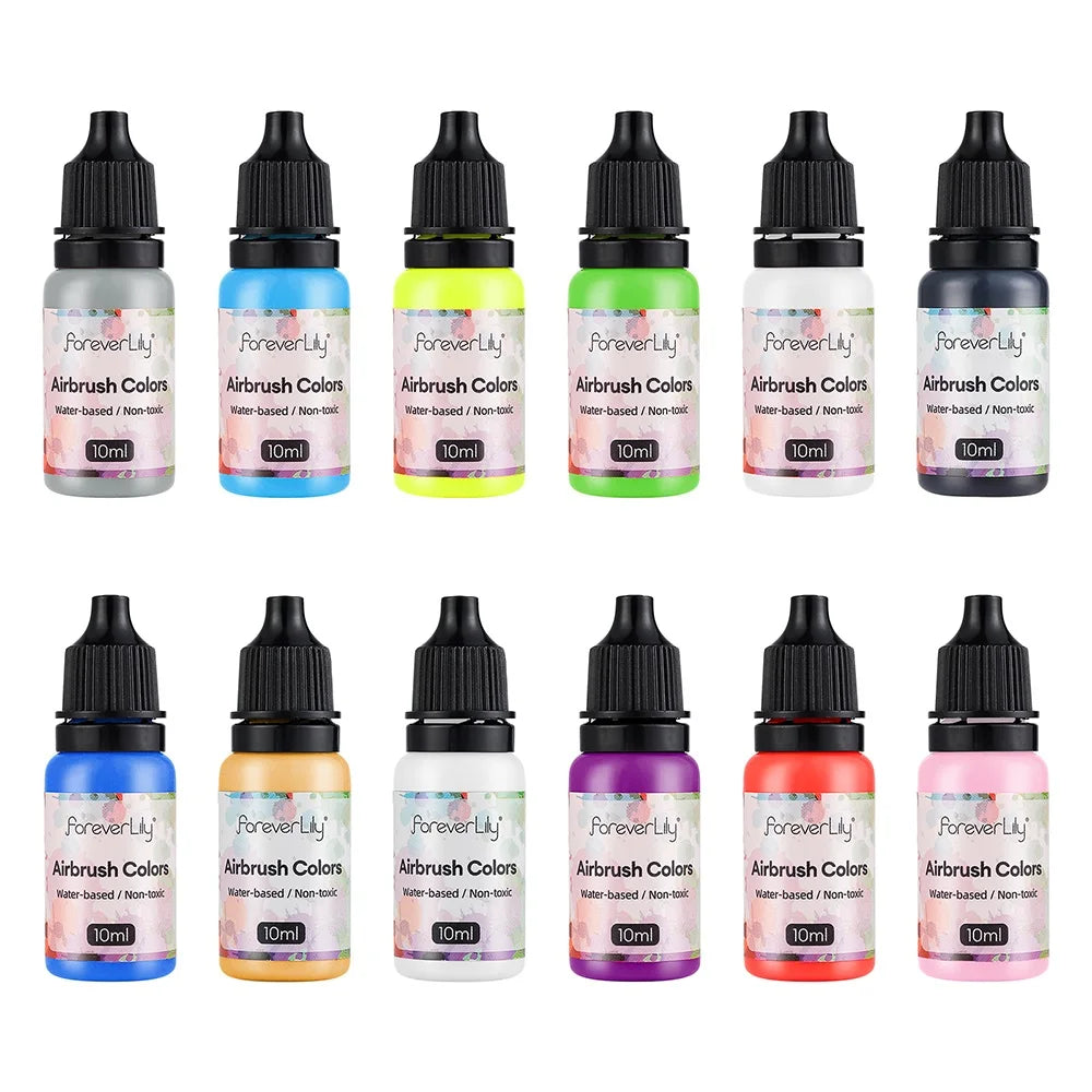 12pcs Nail Polish Paint Airbrush Nail Ink Use For Airbrush Spray Gun Color Painting Stencil Making Hollow Pattern Nail Art To