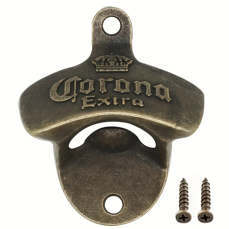 1pc Retro Corona Design Bottle Opener Wall Mounted Hanging Beer Opener DIY Tools Alloy Electroplating Process Bar Wall Decor 