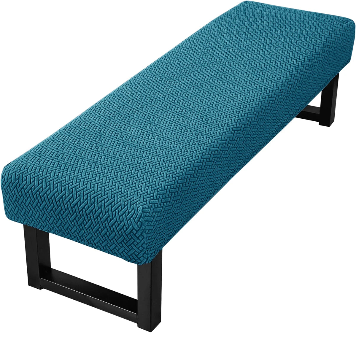 Stretch Jacquard Dining Bench Cover Living Room Anti-Dust Removable Bench Slipcover Washable Bench Seat Protector - Dark Cyan