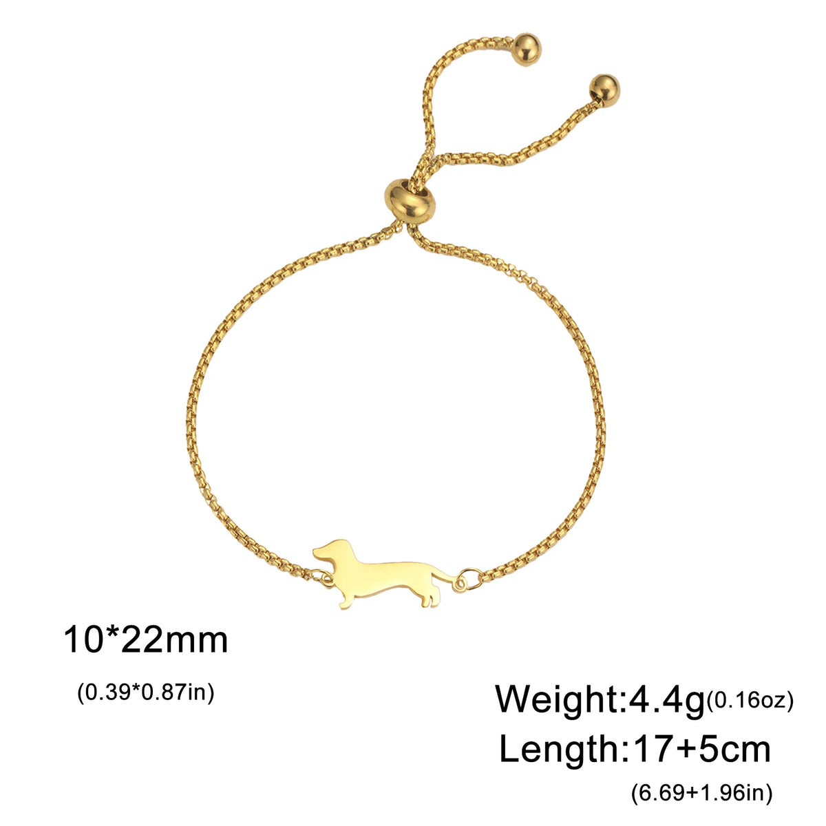 Cute Dachshund Dog Stainless Steel Bracelet for Women's Valentine's Day Commemorative Day Jewelry and Gift - GOLD C