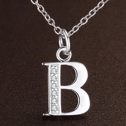 26 Letters 925 Sterling Silver Necklace Pendant Zircon For Women Exquisite Student Girlfriend Jewelry Accessories Wedding Gif