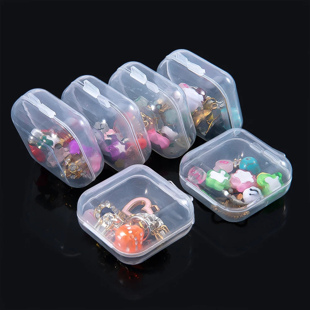 5/20PCS Mini Plastic Storage Box Transparent Jewelry Storage Box Container Portable Earring Ring Earplugs Packaging Storage C