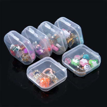 5/20PCS Mini Plastic Storage Box Transparent Jewelry Storage Box Container Portable Earring Ring Earplugs Packaging Storage C