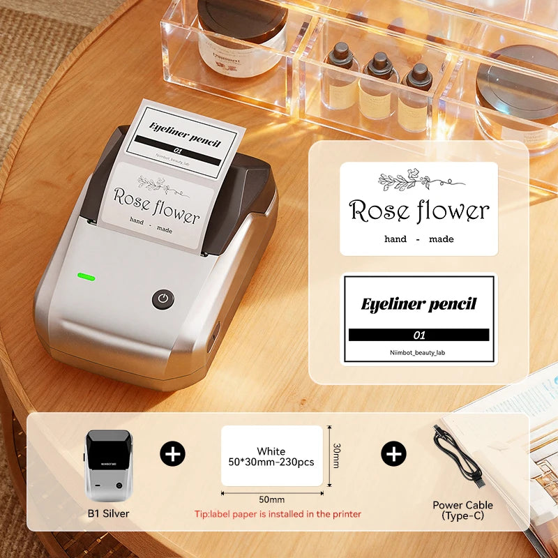 NIIMBOT B1 Portable Thermal Printer With Tapes 2 Inch Adhesive Label Printer Mini Bluetooth Sticker Maker Support Smartphones
