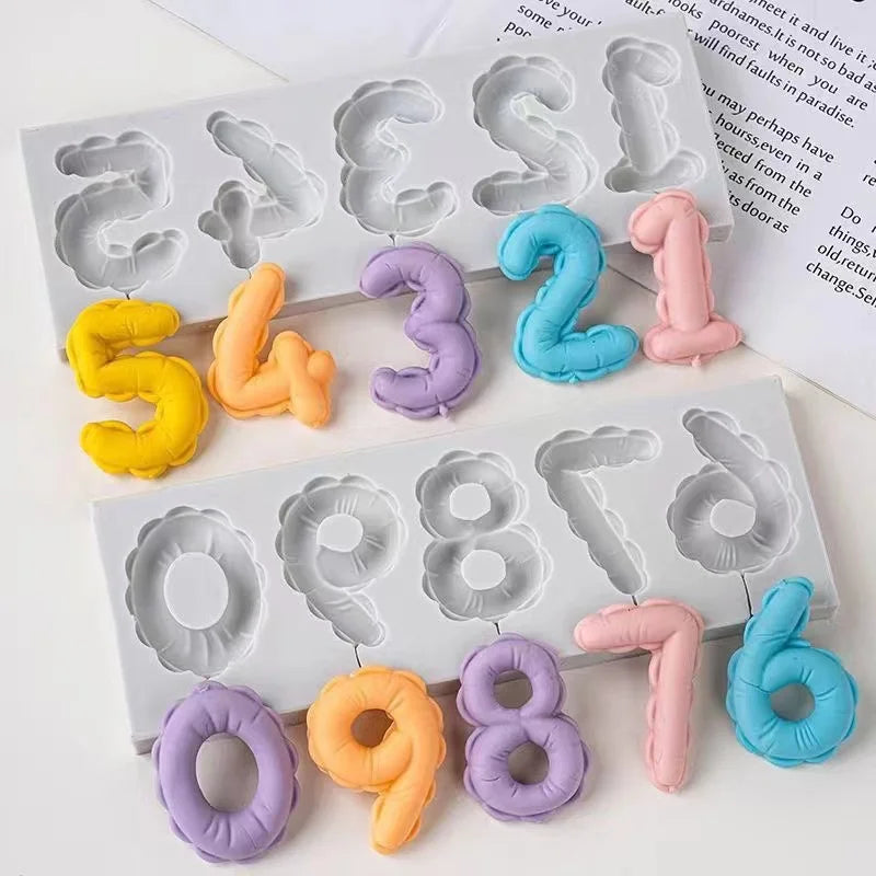 1PCS/2PCS DIY Number Fondant Cake Decorating Silicone Mould Lollipop Chocolate Baking Tool Resin Clay Handmade Gift Making Mo