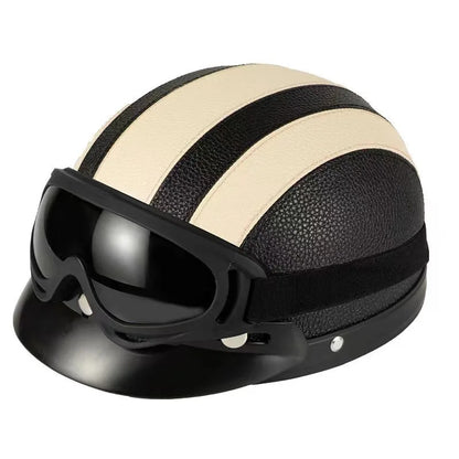 Vintage for Harley Leather Helmet for Men Women Winter Warm Universal Lightweight Half Helmet Electric Bicycles Great Gift Se