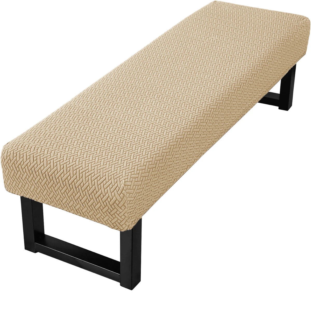 Stretch Jacquard Dining Bench Cover Living Room Anti-Dust Removable Bench Slipcover Washable Bench Seat Protector - Khaki