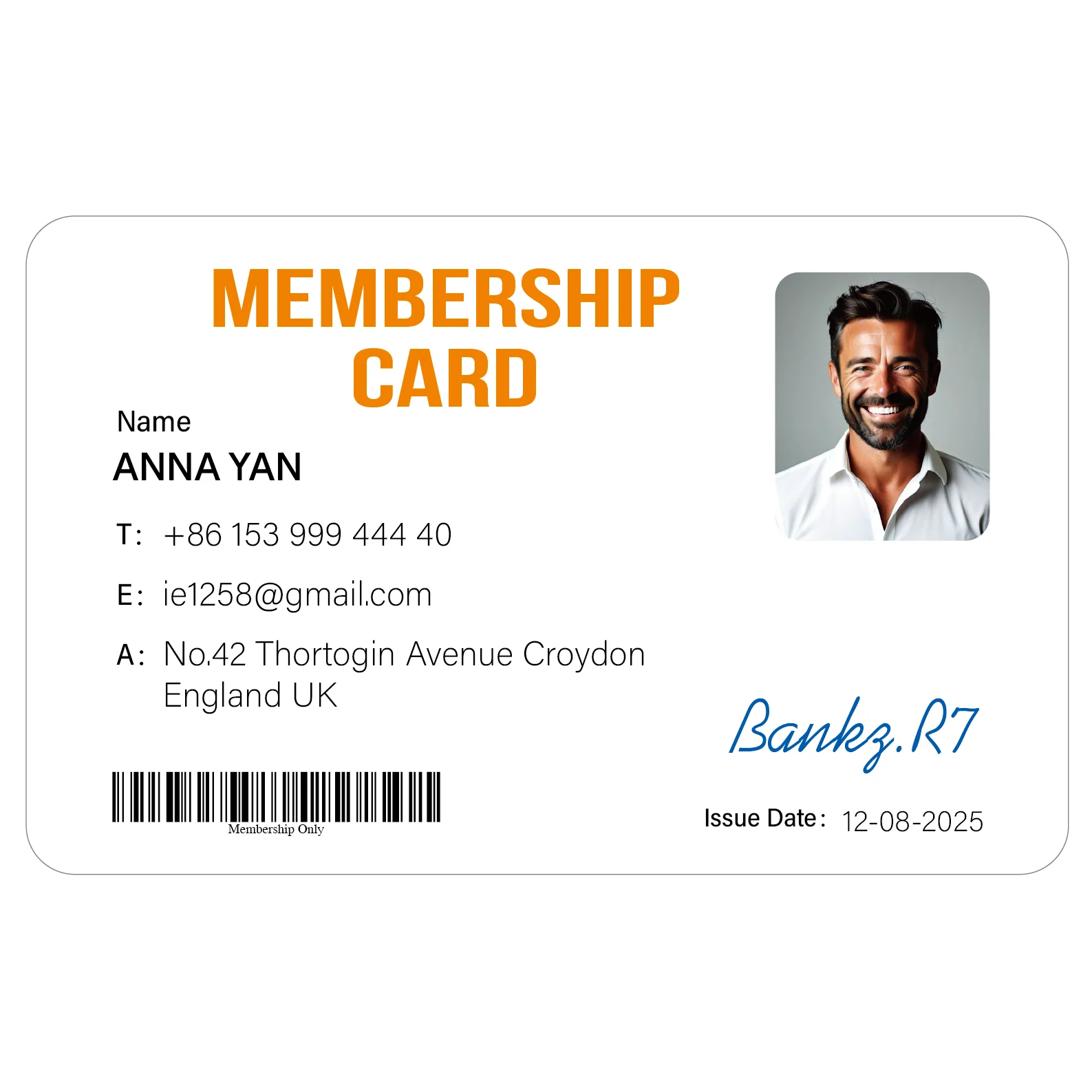 Custom 1 PCS Fan Club Membership Card PVC Plastic VIP Loyalty Card for Influencers Supporters Commemorative Worldwide Shippin