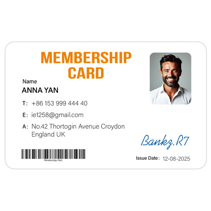 Custom 1 PCS Fan Club Membership Card PVC Plastic VIP Loyalty Card for Influencers Supporters Commemorative Worldwide Shippin