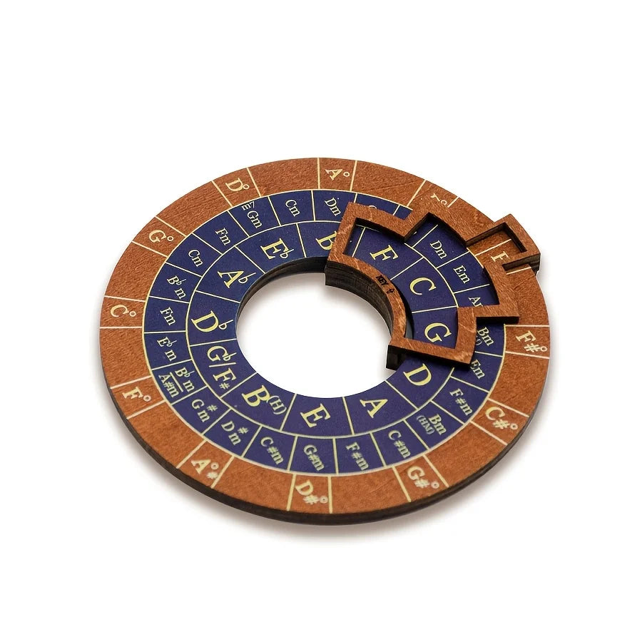 Circle of Fifths Wooden Melody Tool, Music Theory Chord & Scale Disk, Turntable for Learning, Teaching & Practice